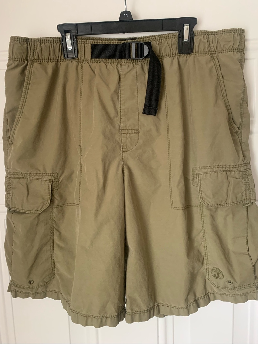 Timberland Olive Cargo Shorts with Black Webbing Belt Size L
